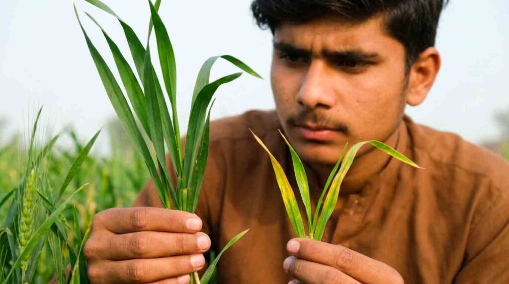 Nitrogen Deficiency in Wheat Leaves Pakistan